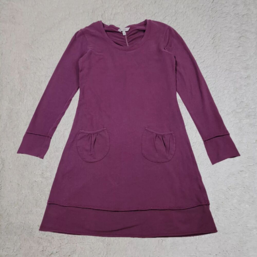 Athleta Dress Women's Small Purple Long Sleeve Sweater Pocket Cotton Above Knee